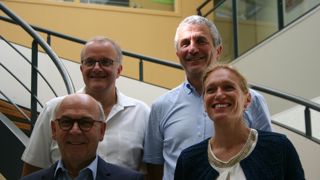 De gauche à droite en partant du haut : Gino Boismorin et Bernard Béjar, respectivement directeur général et directeur général délégué, Yves Gidoin, vice président international, et Séverine Darsonville, présidente de Végépolys Valley.© Vegepolys Valley De gauche à droite en partant du haut : Gino Boismorin et Bernard Béjar, respectivement directeur général et directeur général délégué, Yves Gidoin, vice président international, et Séverine Darsonville, présidente de Végépolys Valley.© Vegepolys Valley